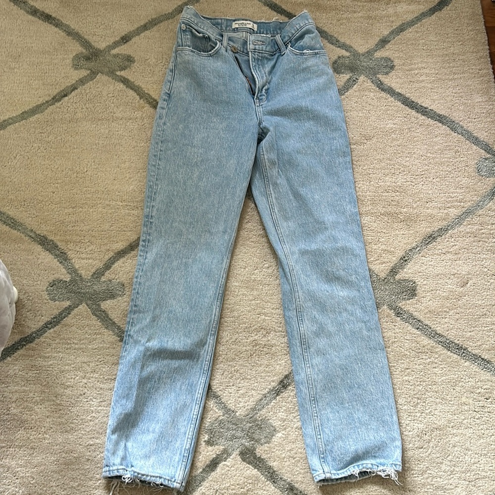 Abercrombie high waisted cross cross waist jeans